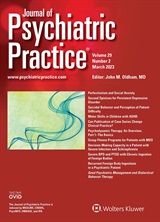Cover of Journal of Psychiatric Practice. 